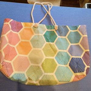 Multi color hexagon Erin condren beach tote bag